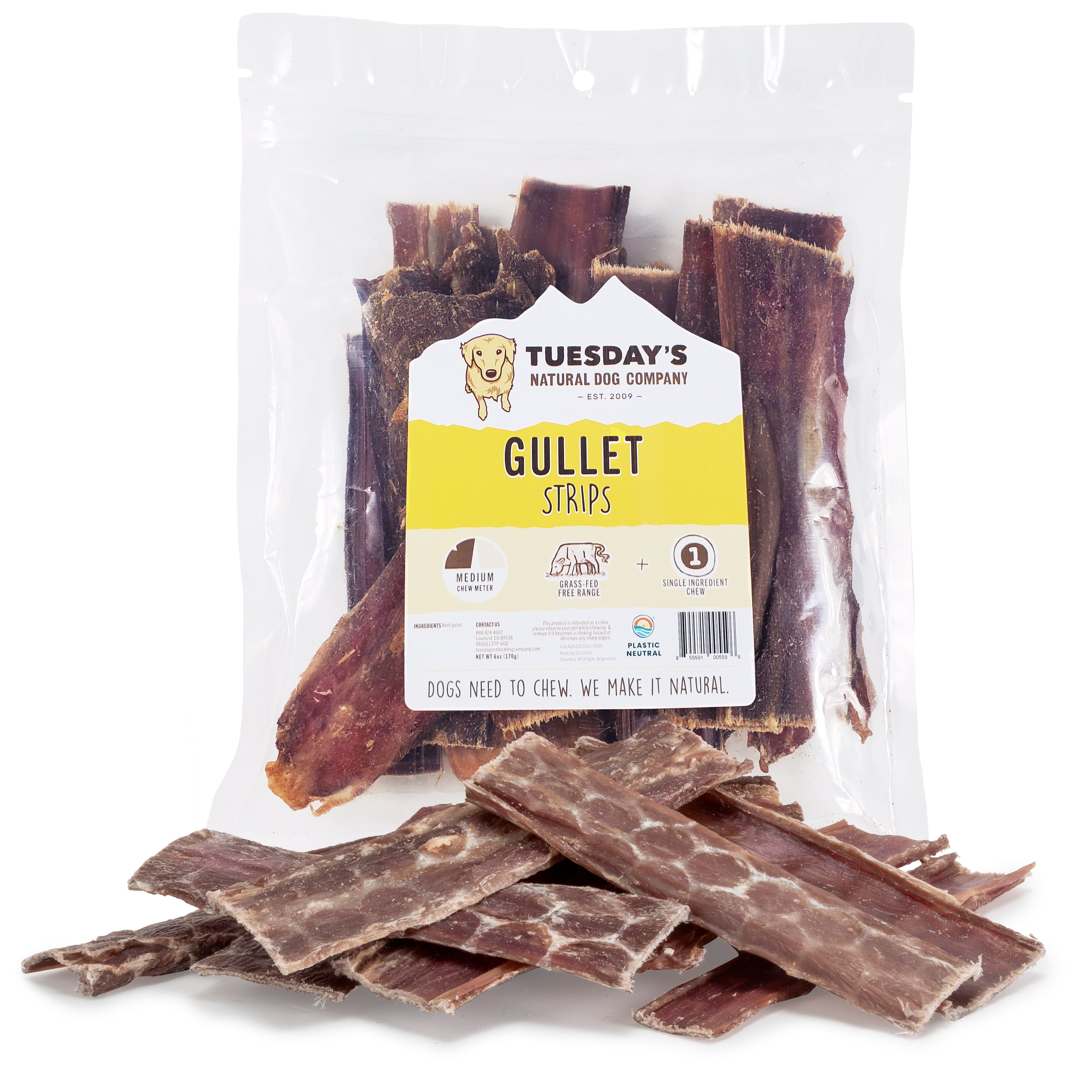 Beef Gullet Strips 6 oz Tuesday s Natural Dog Company